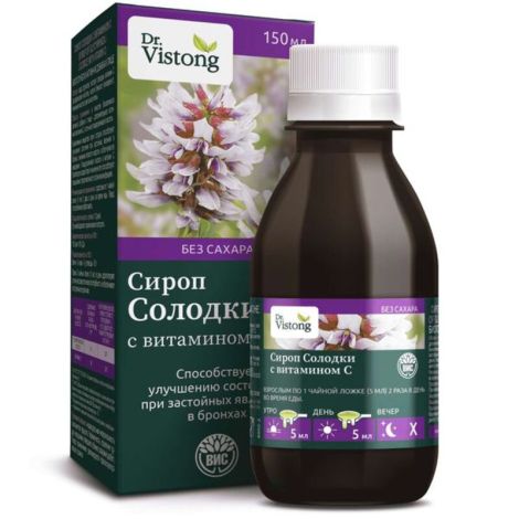 Др. Вистонг сироп солодки с витамином с без сахара фл. 150мл БАД