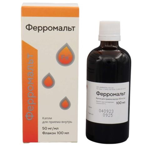 Ферромальт капли для приема внутрь 50мг/мл 100мл