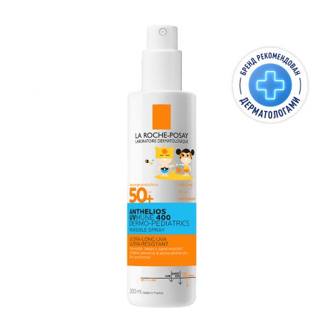 Ля Рош-Позе Антгелиос увмун 400 Дермо-педиатрикс солнцезащитный детский спрей для лица и тела SPF 50+/PPD 27 200мл