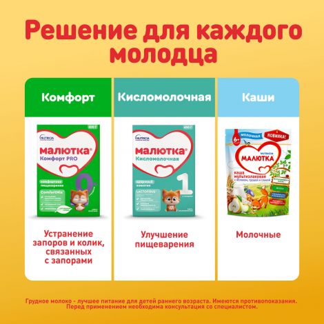 Малютка 1 сух.нач.адапт.с преб.мол.смесь с рожд.900г №5