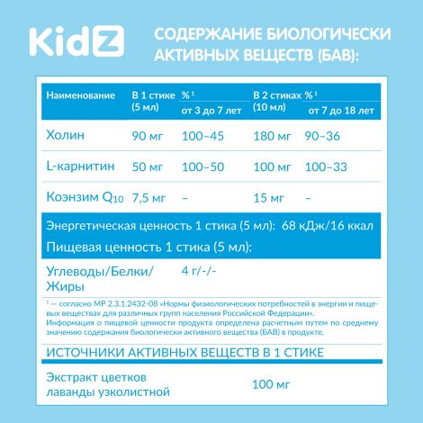 КИДЗ сироп с холином в стиках с 3-х лет №10 №3