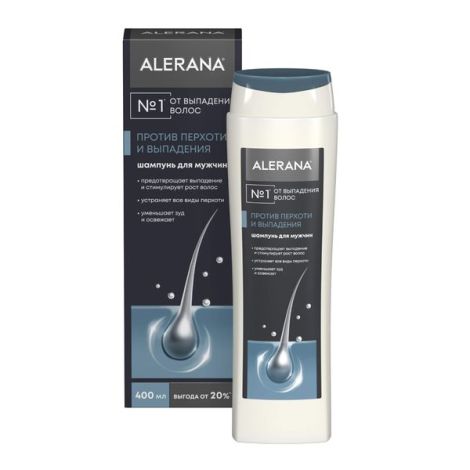Алерана шампунь для мужчин против перхоти и выпадения 2в1 400мл