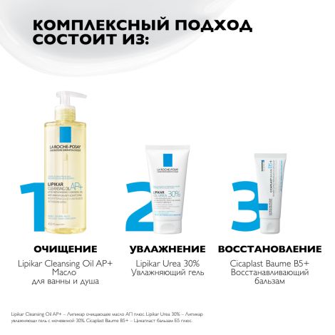 Ля Рош-Позе Липикар Уреа Увлажняющий гель с 30% мочевины для ухода за очень сухими и огрубевшими участками кожи, от трещин и мозолей 50мл №6