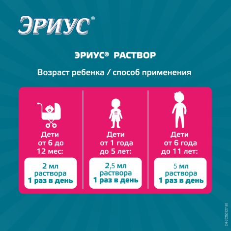 Эриус р-р для приема внутрь 0,5мг/мл 60мл №8