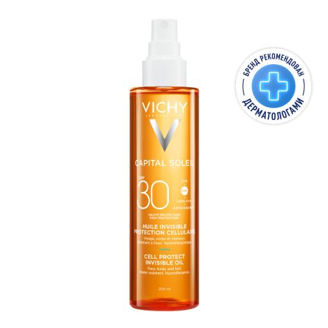Виши Капитал Солей Масло солнцезащитное увлажняющее для лица и тела SPF 30 200мл