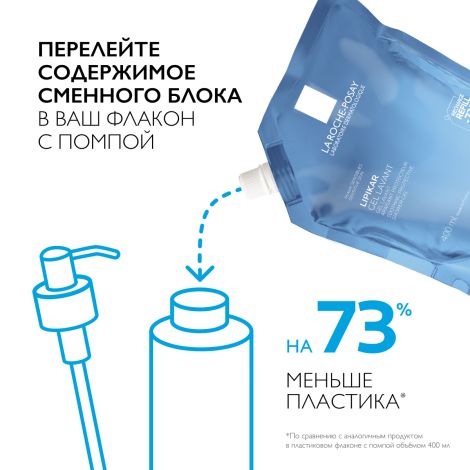 Ля Рош-Позе Липикар Лавант Успокаивающий гель для душа для чувствительной кожи детей и взрослых с маслом ши, рефил (сменный блок) 400мл №8