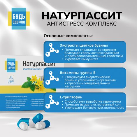 Будь Здоров! Натурпассит антистресс комплекс капс. №30 №6