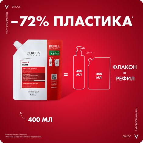 Виши Деркос Техник шампунь против выпадения волос Энерджи плюс рефил 400мл №6