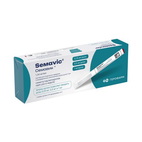 Семавик шприц-ручка р-р д/п/к введ. 0.25/0.5/1мг/доза 3мл №1/игла однораз. №9