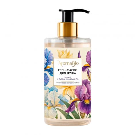 АромаБио гель-масло для душа ирисы и бурбонская ваниль 420мл