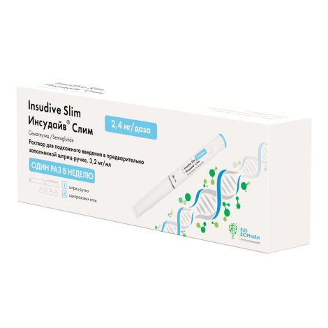 Инсудайв Слим р-р для п/к введ. 2,4мг/доза шприц-ручка 3мл №1/игла №4 №2