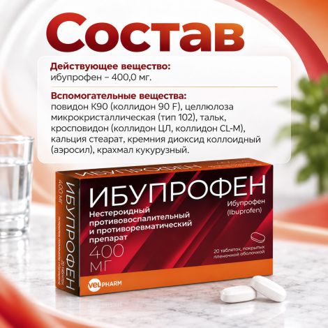Ибупрофен таб.п/о плен. 400мг №20 №2