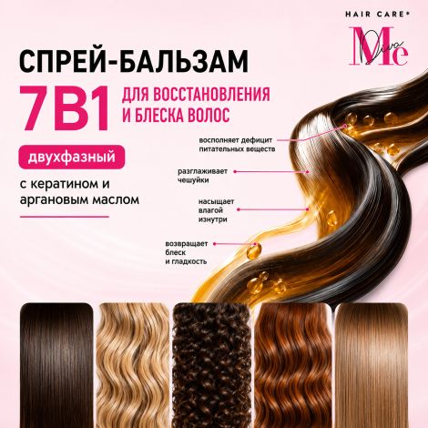 Медива 7в1 двухфазный спрей-бальзам многофункционального действия с кератином и аргановым маслом 190мл №5