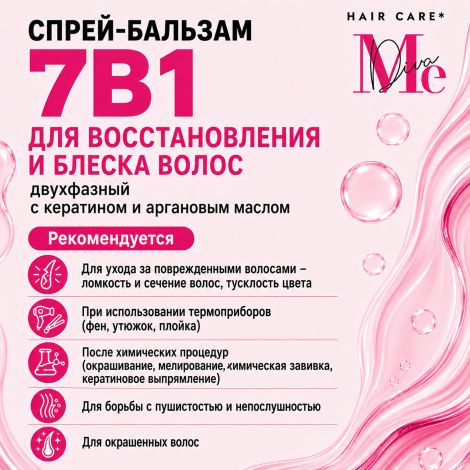 Медива 7в1 двухфазный спрей-бальзам многофункционального действия с кератином и аргановым маслом 190мл №3