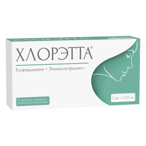 Хлорэтта таблетки, покрытые пленочной оболочкой 2мг+0,03мг №21