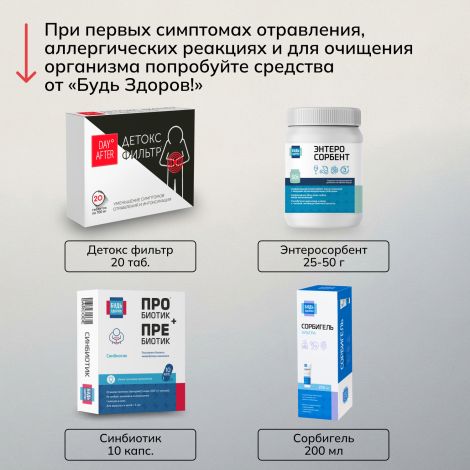 Будь Здоров! Комплекс сорбентов Детокс фильтр таблетки №20 №6