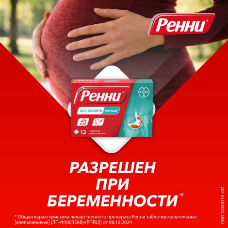 Ренни мята таблетки жевательные 80мг/680мг №12 №8
