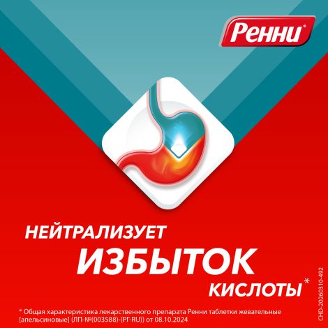 Ренни мята таблетки жевательные 80мг/680мг №12 №6