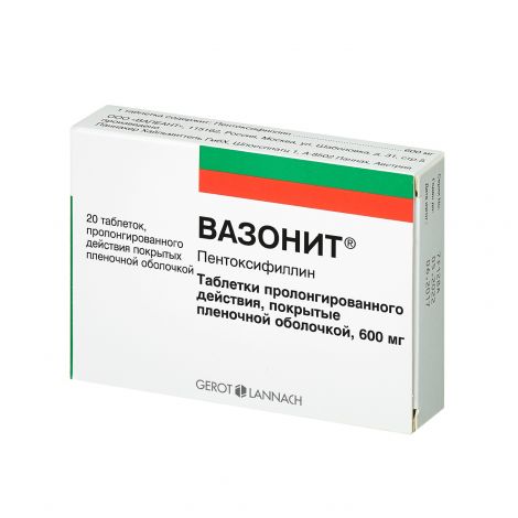 Вазонит таб. п/о плен. пролонг. 600мг №20