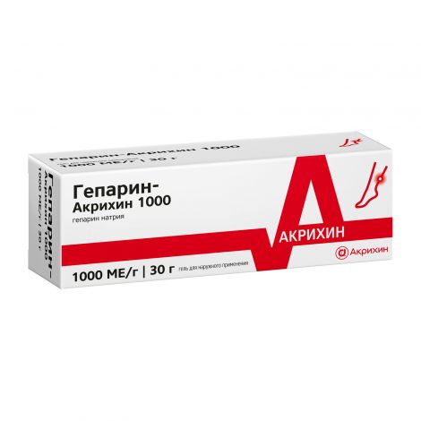 Гепарин-Акрихин гель 1000ЕД 30г №4
