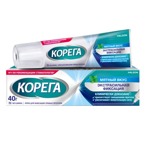 Корега крем для фиксации зубн.протезов экстра сильный мята 40мл