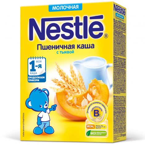 Нестле каша молочная пшеничная/тыква 250г/220г