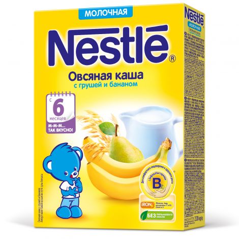 Нестле каша молочная овсянка/груша/банан 250г/220г