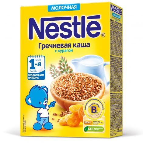 Нестле каша молочная гречка/курага 250г/220г