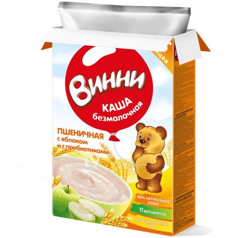 Винни каша безмолочная пшеница/яблоко/пребиотики от 5мес. 220г №3