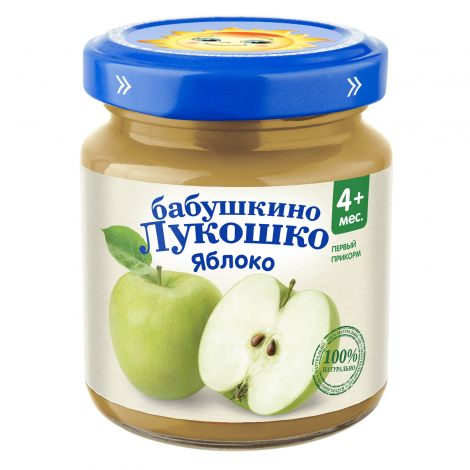 Бабушкино Лукошко пюре яблоко без сахара 100г