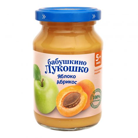 Бабушкино Лукошко пюре яблоко/абрикос 200г