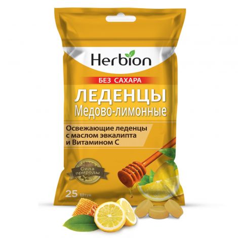 Хербион Леденцы со вкусом Меда и Лимона Без Сахара N25 Леденцы Массой 2,5Г №2