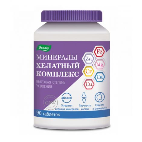 Эвалар минералы хелатный комплекс табл п/о массой 1,55г №90