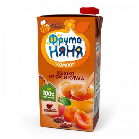 ФрутоНяня компот из яблок изюм/курага 200мл