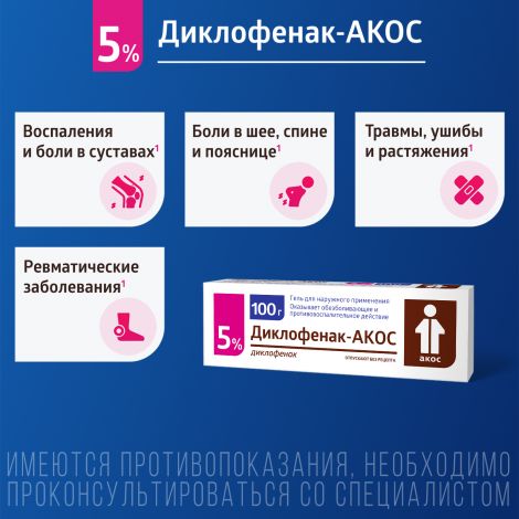 Диклофенак-Акос гель 5% 100г №6