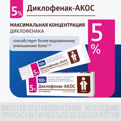 Диклофенак-Акос гель 5% 100г №3