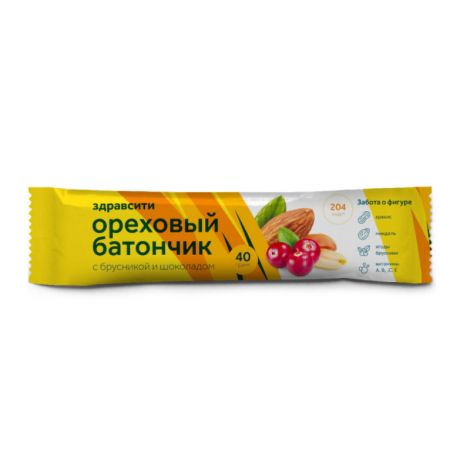 Здравсити Батончик мюсли орех с брусникой с витамином С 40г БАД