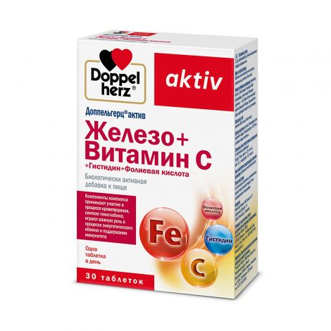 Доппельгерц Актив Железо + Витамин С + Гистидин + Фолиевая кислота таб 675мг №30/БАД №2