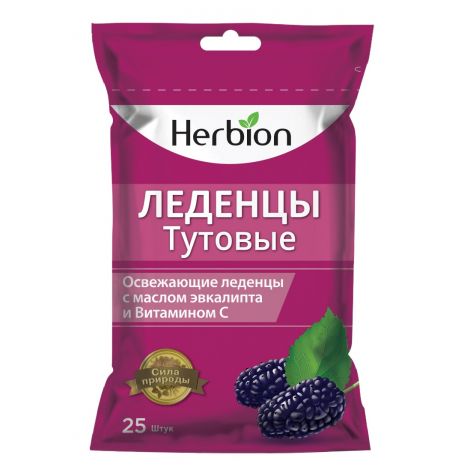 Гербион Леденцы тутовые с маслом эвкалипта и витамоном С №25