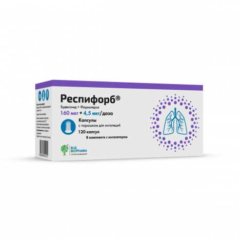 Респифорб капс.с пор.д/инг. 160мкг+4,5мкг/доза №120+устр. для ингаляций