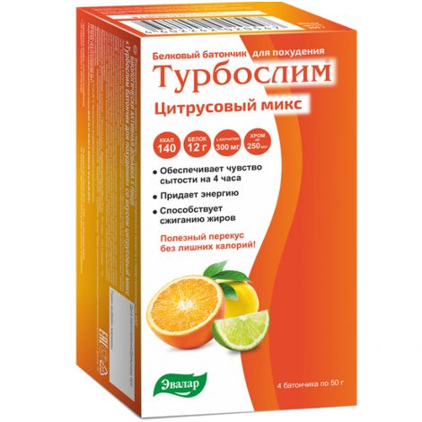 Турбослим батончик для похудения со вкусом цитрусовый микс 50г №4 БАД