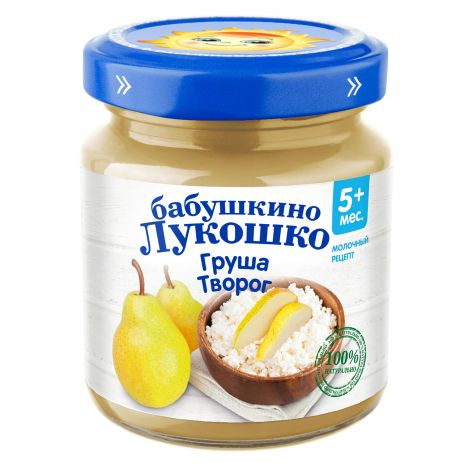 Бабушкино Лукошко пюре груша/творог 100г