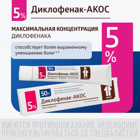 Диклофенак-Акос гель 5% 50г №3