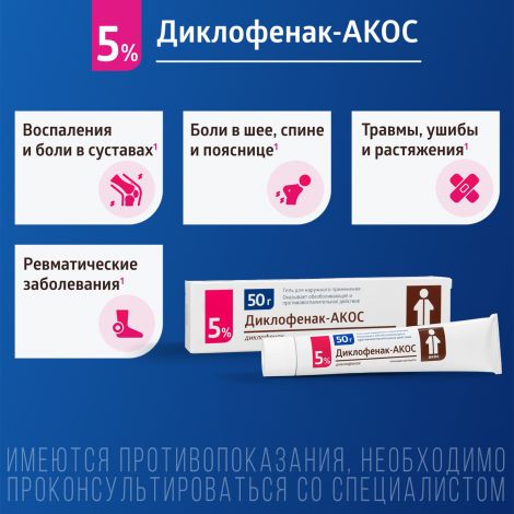 Диклофенак-Акос гель 5% 50г №6
