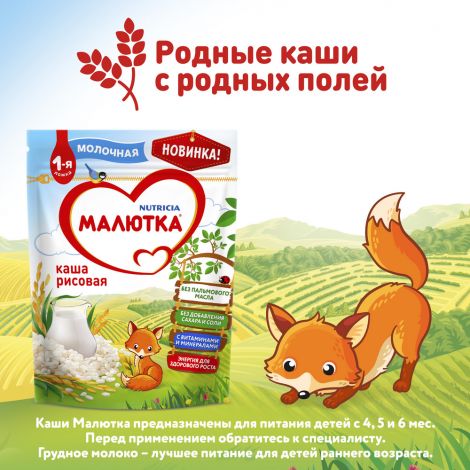 Малютка каша молочная рис 220г №8