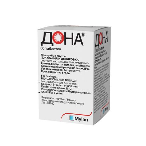 Дона таб.п/о плен. 750мг №60 №3