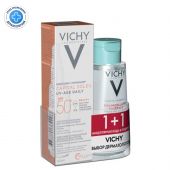Виши Капиталь Солей набор Флюид для лица против признаков фотостарения SPF50+ 40мл+Миц. вода с минералами для чувст. кожи 100мл