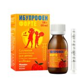 Ибупрофен Форте суспензия для приема внутрь для дет. Клубника флакон 40мг / мл 80мл+шприц