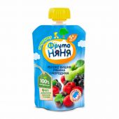 ФрутоНяня пюре Десерт яблоко/черника/рябина/вишня/малина/черная смородина/молоко 125мл