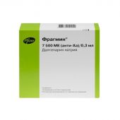 Фрагмин р-р д/в/в и п/к введ. 7500МЕ анти-Ха/0,3 мл шприц с иглой и колп. №10 №2